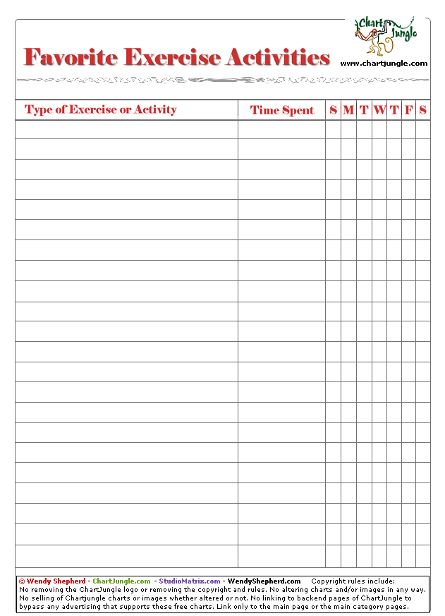 Free Printable Workout Charts