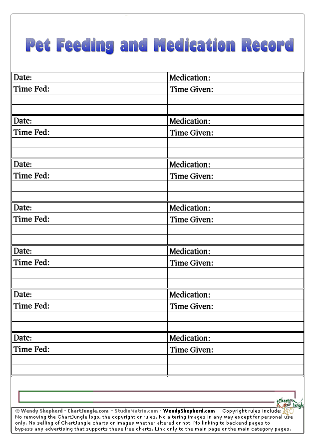 Animal Medication Chart