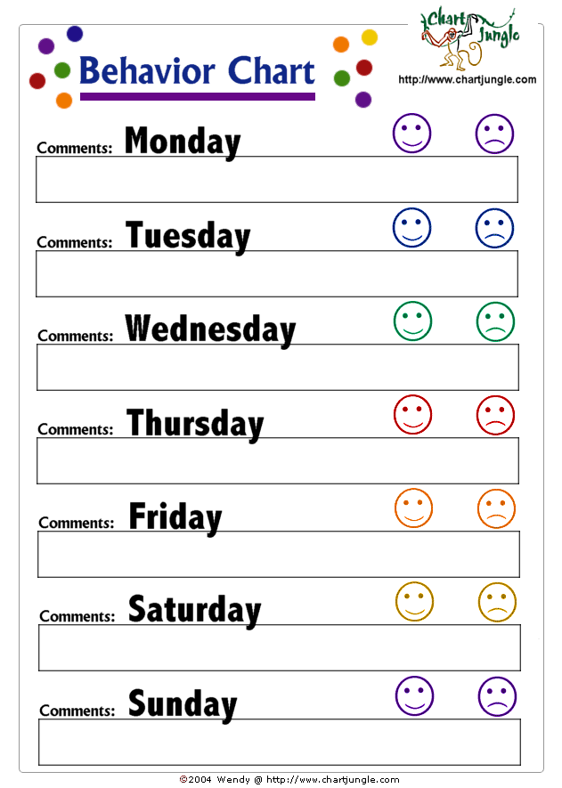 behaviorchart7day - Kindergarten Behavior Chart