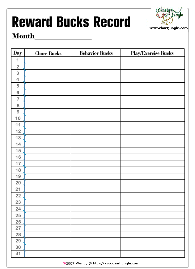 Printable Reward Bucks
