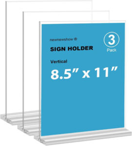 Acrylic Horizontal and Vertical Sign Holder, 8.5 x 11 - Double Sided Display